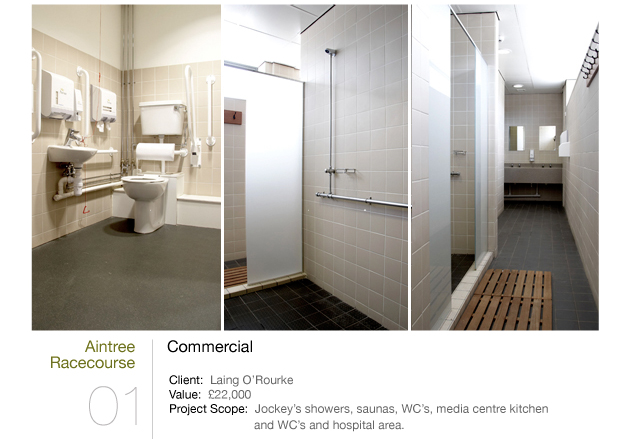 Manchester Commercial Tilers Entilely worked on Aintree Race Course for the contractor Lang o'rouke