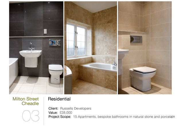 Manchester Commercial tiling services were provided, contracted by Russels Developers
