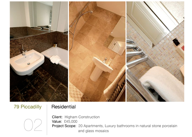 Manchester Commercial tiling services were provided, contracted by Higham Construction
